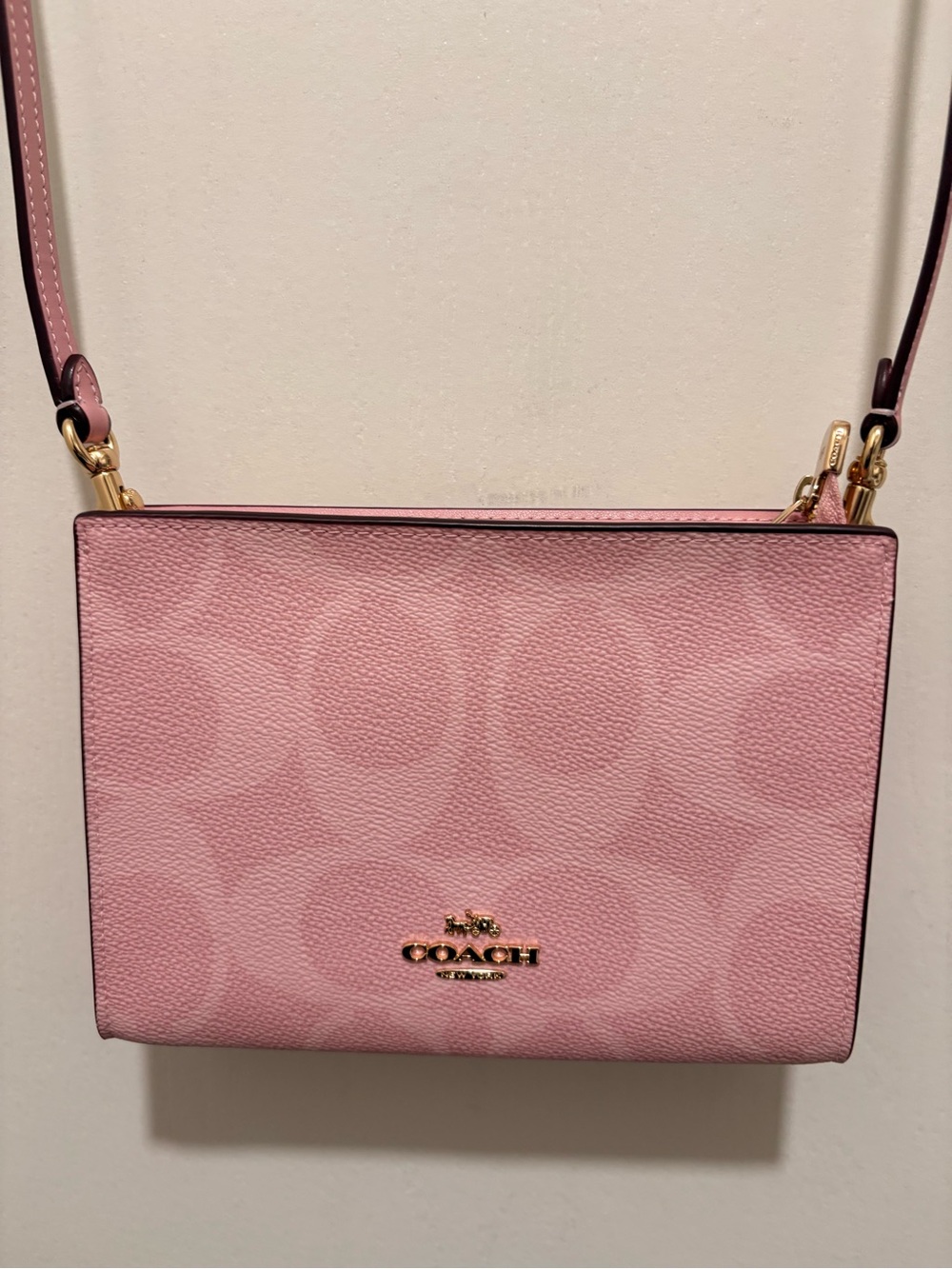 Coach Slim Crossbody Bag in Signature Canvas - Powder Pink (CAR12) - Like